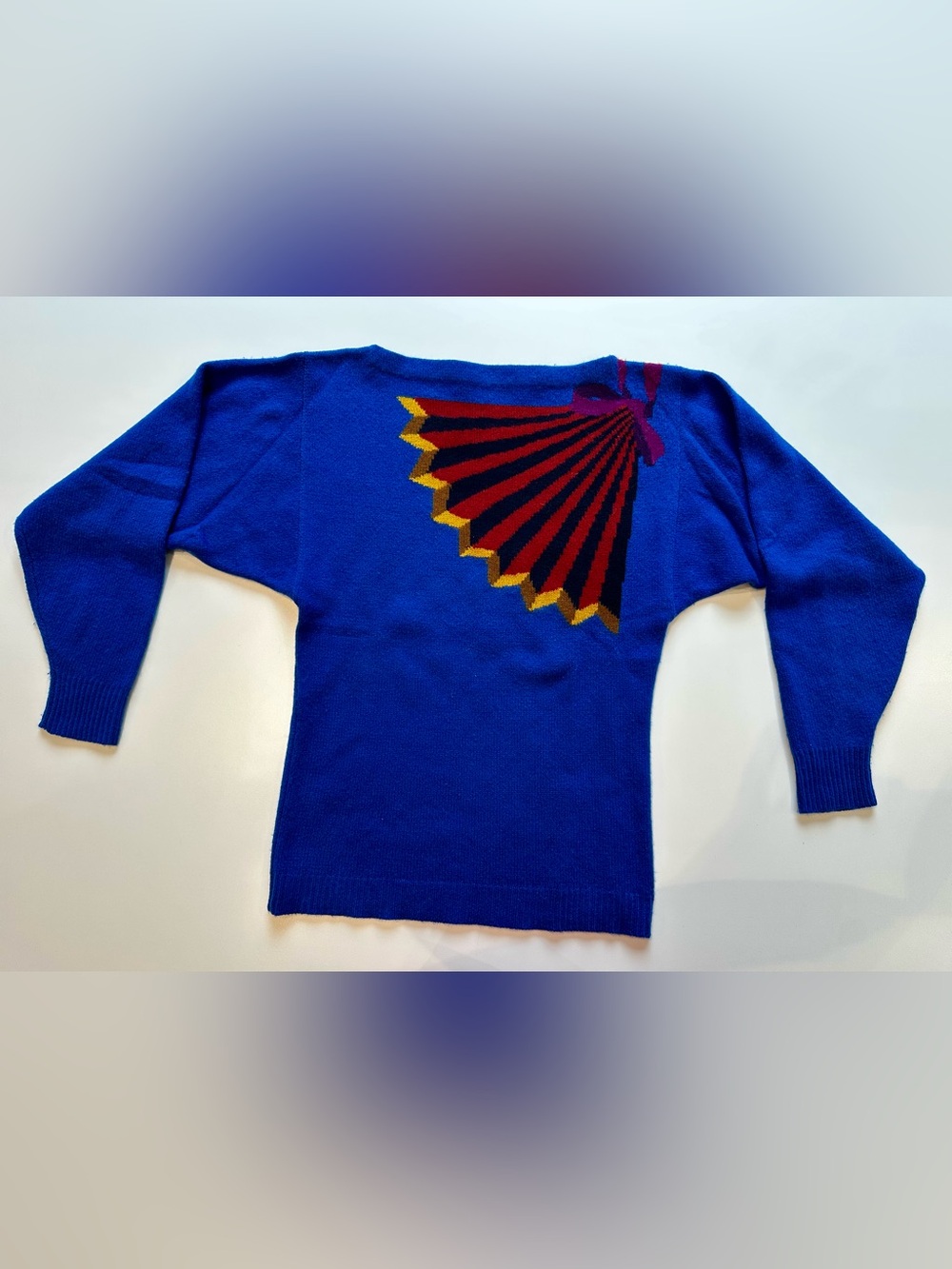 Vintage Perry Ellis 100% Cashmere Intarsia Sweater Blue Size S